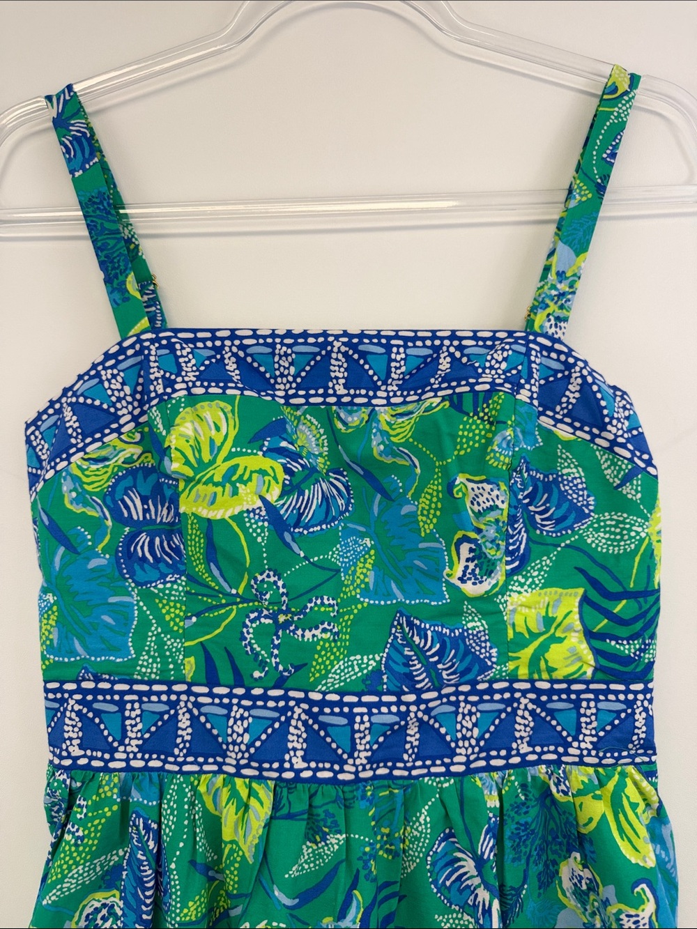 Lilly Pulitzer Casidee Tropical Floral Cotton Sundress Blue Green Size 2 - Picture 4 of 10